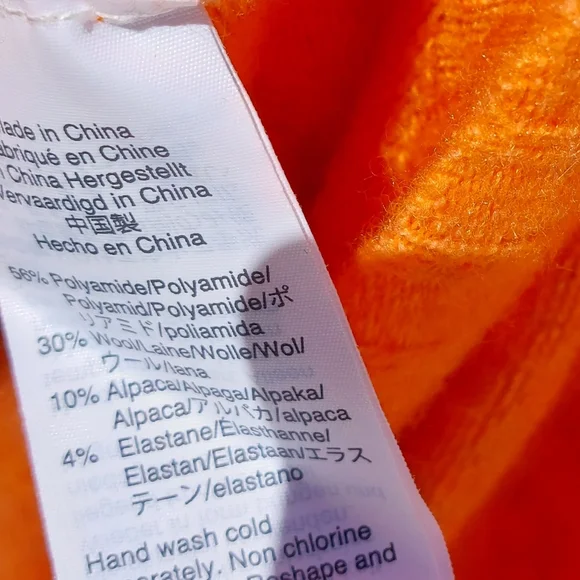 J.Crew Womens Oversized Alpaca Blend Knit Solid Orange Turtleneck Sweater Sz XS - Picture 4 of 4